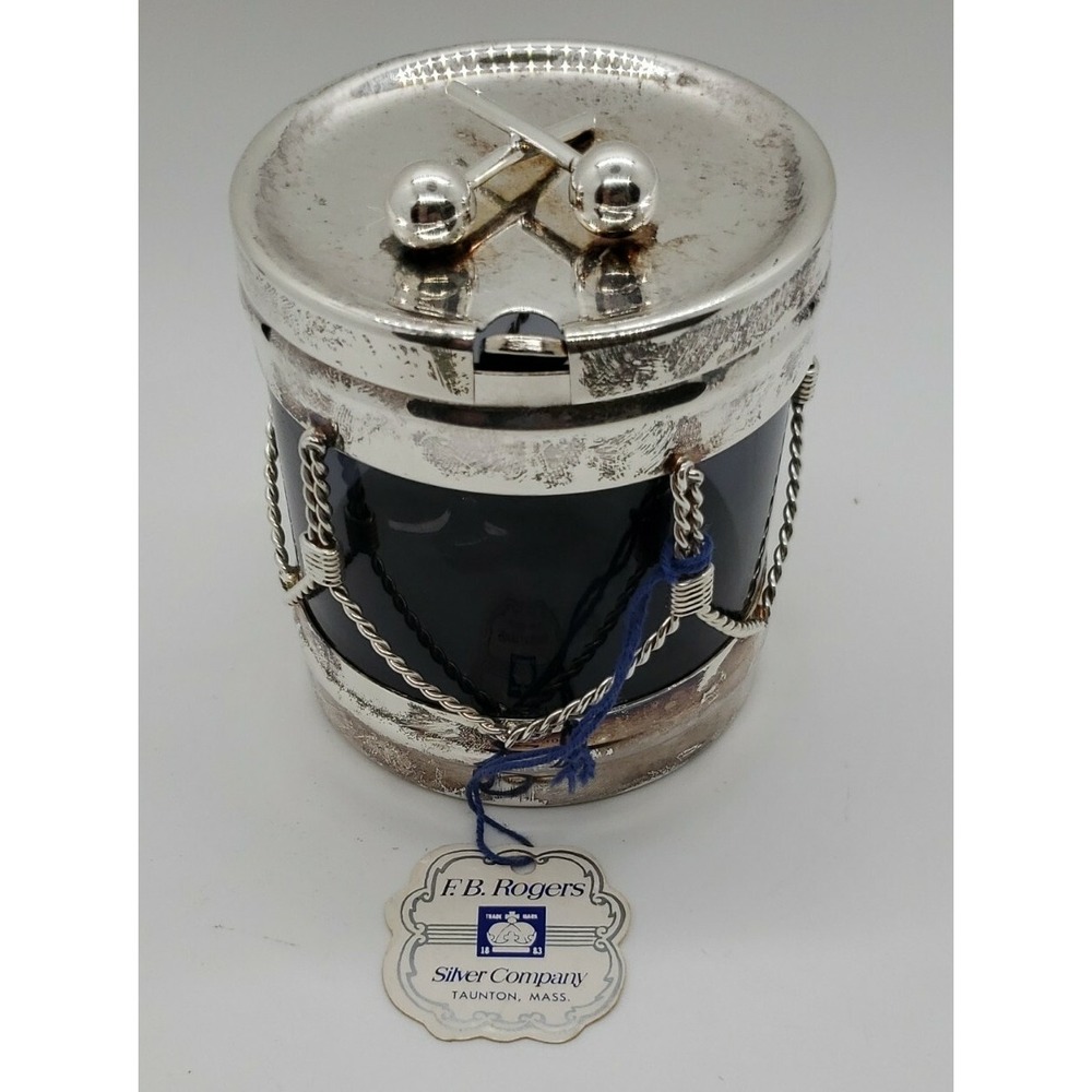 F.B Rogers Silver Co. Drum‎ Jelly Jar -  great for Christmas party serving w/tag